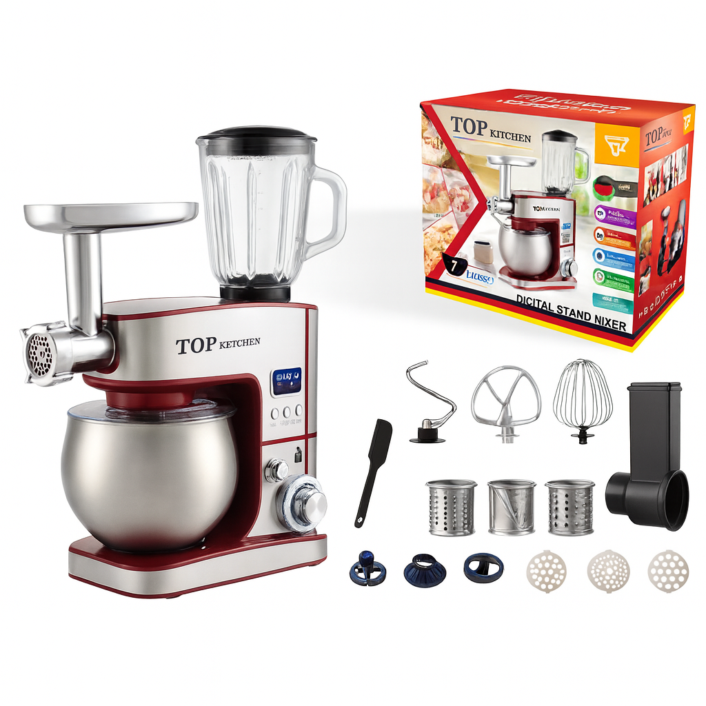 Кухонний комбайн 4в1 Top Kitchen TK00225, 4500Вт — тістоміс 7л, м'ясорубка, блендер, овочерізка